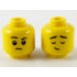Minifigure, Head Dual Sided Child Black Eyebrows, Raised Right Eyebrow / Eyes Closed Raised Eyebrows Pattern - Hollow Stud: {ярко жълт}