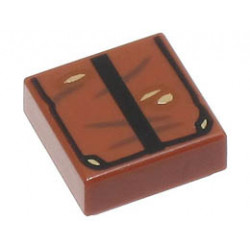 Tile 1 x 1 with Groove with Book with Black Strap and Dark Brown and Dark Tan Scratches and Marks Pattern (Indiana Jones Grail Diary) : {червеникаво-кафяв}