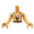 Torso Mini Doll Friends Bright Light Yellow Dress Top with Bright Pink Waist Line over Undershirt with Strawberries Pattern, Nougat Arms with Hands : {нуга}