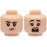 Minifigure, Head Dual Sided Female Black Eyebrows, Nougat Lips, Medium Nougat Dimples, Lopsided Grin / Scared with Open Mouth Pattern - Hollow Stud : {светло нуга}