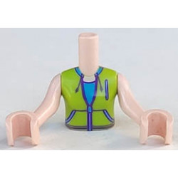 Torso Mini Doll Friends Lime Jacket with Pockets over Dark Azure Shirt Pattern, Light Nougat Arms with Hands : {светло нуга}