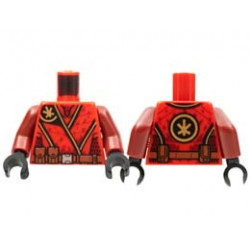 Torso Tunic, Gold Ninjago Logogram K, Dark Red Mesh, Reddish Brown Belt Pattern / Dark Red Arms / Black Hands: {ярко червен}