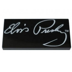 Tile 2 x 4 with Elvis Presley Signature and TM Pattern: {черен}