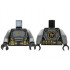Torso Dark Bluish Gray Breastplate, Gold Ninjago Logogram C, Dark Tan Utility Belt Mesh Pattern / Dark Bluish Gray Arms / Black Hands : {черен}