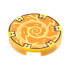 Tile, Round 2 x 2 with Bottom Stud Holder with Copper Spiral and Gold Electricity Pattern: {топло златист}