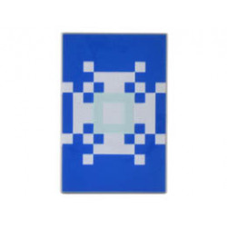 Tile 2 x 3 with Minecraft Pixelated White and Light Aqua Snowflake on Blue Background Shield Banner Pattern: {умерено каменно сив}