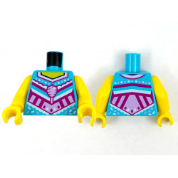 Torso Female Yellow Neck, Bright Pink Cotton Candy, White and Magenta Decoration Pattern / Yellow Arms / Yellow Hands: {умерено небесносин}