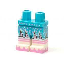 Hips and Legs with Molded White Lower Legs / Boots and Printed Bright Pink Stripes, Wavy Soles, and Sprinkles on Skirt Pattern: {умерено небесносин}