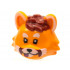 Minifigure, Head, Modified Cat with Dark Red Hair and Whiskers, White Markings on Ears and Muzzle and Red Tongue Pattern: {ярко оранжев}