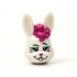 Minifigure, Head, Modified Bunny Rabbit with Magenta Curly Hair, Whiskers and Nose Pattern: {бял}