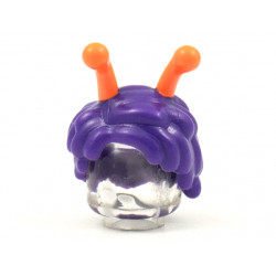 Minifigure, Hair Short with Orange Antennae Pattern - Flexible Rubber: {светло виолетов}
