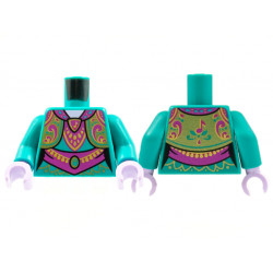 Torso Female Ornate Vest and Dress, Magenta Collar, Filigree, Sash, Gold Trim and Musical Note Pattern / Dark Turquoise Arms / Lavender Hands: {ярко синьо-зелен}