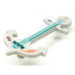 Minifigure, Utensil Guitar Anchor with Dark Turquoise Strings and Coral Lightning Bolt Pattern: {умерено каменно сив}