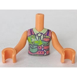 Torso Mini Doll Friends Lime Top, Coral Belts, Sand Green Bag and Yellow Bandana Pattern, Nougat Arms with Hands : {нуга}