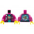 Torso Jacket with White Strap and Checkered Badge, Dark Turquoise Shirt with Tan Tiger Head, Stripes and Circle on Back Pattern / Magenta Arms / Yellow Hands: {ярко червеникаво-виолетов}