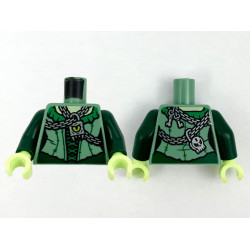 Torso Female Bodice Green Collar and Laces, Silver Chains and Pendant with Lime Eye, Keys and Skull Padlock on Back Pattern / Dark Green Arms / Yellowish Green Hands: {пясъчно зелен}
