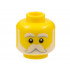 Minifigure, Head White Eyebrows, Moustache, and Beard, Medium Nougat Crow's Feet Pattern - Hollow Stud: {ярко жълт}