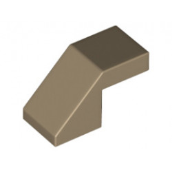 Покривна плочка 1X2/45° без пъпки: {пясъчно жълт}