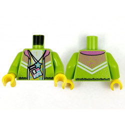Torso Jacket with Dark Pink Collar, Yellow Chest, ID Card, Medium Azure Rosettes and Star Pendant Necklace Pattern / Lime Arms / Yellow Hands: {ярко жълто-зелен}