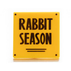 Road Sign 2 x 2 Square with Open O Clip with RABBIT SEASON Pattern: {ярко жълт}