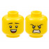 Minifigure, Head Dual Sided, Black Eyebrows, Smile with Teeth and Tongue / Scowl Pattern - Hollow Stud: {ярко жълт}
