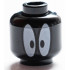 Minifigure, Head Alien with White Oval Eyes Pattern - Hollow Stud: {черен}
