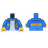 Torso Jacket with Gold Zipper, Yellow Stripe, Smiley Face and Lightning Bolt Buttons over White Shirt Pattern / Blue Arms / Yellow Hands : {ярко син}