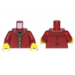 Torso Robe with Gold Trim and 3 Clasps Pattern / Dark Red Arms / Yellow Hands: {нов тъмно червен}