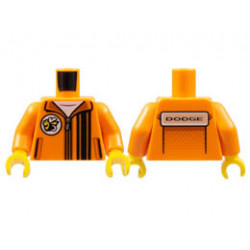 Torso Jacket over White Shirt, Super Bee Logo, Zipper, Black Stripes, DODGE on Back Pattern / Orange Arms / Yellow Hands: {ярко оранжев}