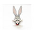 Minifigure, Head, Modified Looney Tunes Bugs Bunny with White Face and Black Whiskers Pattern: {умерено каменно сив}