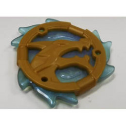 Ring 3 x 3 with Dragon Head with Molded Satin Trans-Light Blue Flames Pattern (Ninjago Wave Amulet): {топло златист}