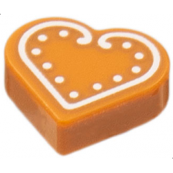 Tile, Round 1 x 1 Heart with White Cookie Icing Pattern: {тъмно оранжев}
