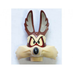 Minifigure, Head, Modified Looney Tunes Wile E. Coyote with Black Nose, Tan Face and Eyes Pattern: {червеникаво-кафяв}