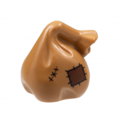 Minifigure, Utensil Sack / Bag with Handle with Dark Brown Patch and Mend Pattern: {умерен нуга}