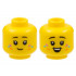 Minifigure, Head Dual Sided Child Female Black Eyebrows, Dark Azure, Orange, and Magenta Sprinkles, Grin / Open Smile with Teeth Pattern - Hollow Stud: {ярко жълт}
