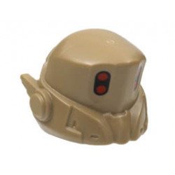 Minifigure, Headgear Helmet Space, Right Antenna, Pronounced Brow, 4 Red Dots Pattern: {пясъчно жълт}