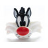 Minifigure, Head, Modified Looney Tunes Sylvester with Red Nose, White Face and Neck Pattern: {черен}