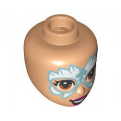 Mini Doll, Head Friends with Metallic Light Blue and White Face Paint, Magenta Lips, Open Mouth Smile Pattern: {нуга}