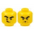 Minifigure, Head Dual Sided, Black Bushy Eyebrows, Licking Lips / Blowing House Down Pattern - Hollow Stud: {ярко жълт}