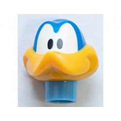 Minifigure, Head, Modified Looney Tunes Road Runner with Bright Light Orange Beak and Medium Blue Neck Pattern: {ярко син}