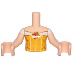 Torso Mini Doll Friends Bright Light Orange Top with Red Rose Trim and Gold Diamonds Pattern, Light Nougat Arms with Hands with White Sleeves : {светло нуга}