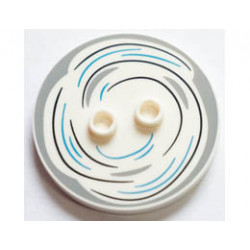 Tile, Round 4 x 4 with 2 Hollow Studs with Black, Light Bluish Gray and Dark Azure Swirl Pattern: {бял}