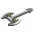 Minifigure, Utensil Musical Instrument, Guitar Electric Axe with Silver Blades and Strings, Black and Gold Bat Wings Pattern: {тъмно каменно сив}