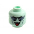 Minifigure, Head Black Eyebrows, Dark Bluish Gray Eye Shadow and Cheek Lines, Fangs, Open Mouth with Tongue Pattern - Hollow Stud: {аквамарин}