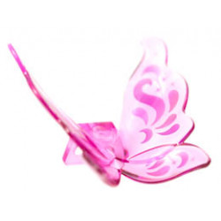 Minifigure Wings Butterfly with Lavender and Metallic Pink Swirls, Silver Stars Pattern: {прозрачен умерено червеникаво виолетов}