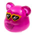 Minifigure, Head, Modified Bear with Molded Dark Pink Core and Printed Magenta Eyebrows, Nose and Mouth, Yellow Heart Sunglasses with Black Lenses Pattern: {прозрачен умерено червеникаво виолетов}