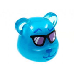 Minifigure, Head, Modified Bear with Trans-Light Blue Coating, Blue Eyebrows, Nose and Mouth, Sunglasses with Medium Lavender Lenses Pattern : {тъмно небесносин}