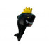 Minifigure, Head, Modified Shark with Yellow Spiked Hair, Fin, Tail, Dark Turquoise Spots and Wide Grin with Teeth, Coral Tongue Pattern : {черен}