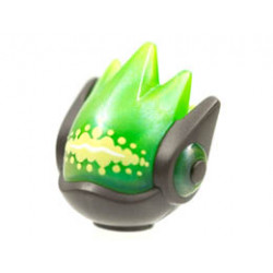 Minifigure, Head, Modified Alien with Satin Trans-Bright Green Face and Spikes and Yellowish Green Dots on Forehead Pattern: {титаниево метален}