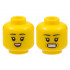 Minifigure, Head Dual Sided Female, Black Eyebrows, Peach Lips, Small Smile with Teeth / Stressed Pattern - Hollow Stud: {ярко жълт}